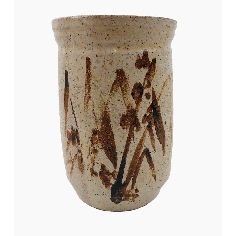Vintage Bait Vase Studio Pottery Speckled Painted Home Decoration Signed Brown